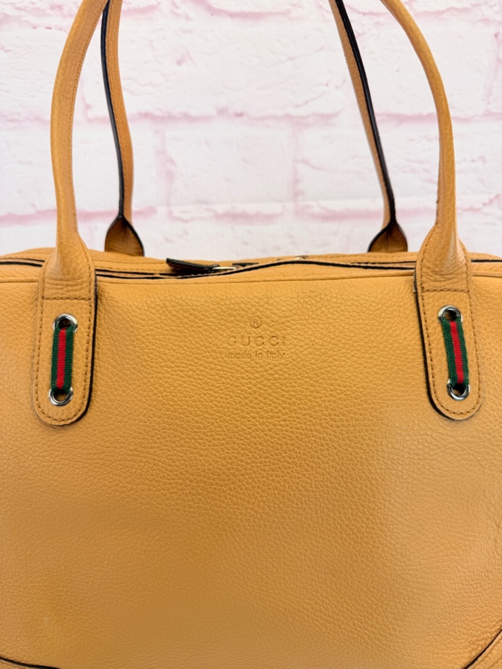 Gucci Princy Web Large Tan Leather Tote Bag Rare - Picture 2 of 16